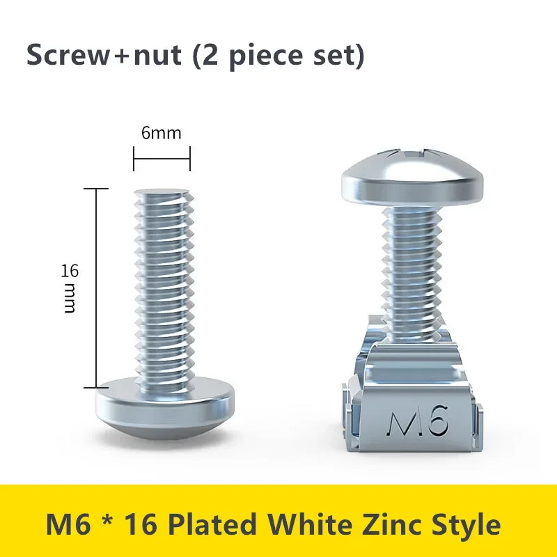 M6 * 16 mm M6 * 12 mm Schrankschrauben, Rackmontage-Käfigmuttern, Schraube und Unterlegscheiben für Netzwerkserver-Chassis-Verteilung, verwöhnen, Router: verrotten / 1.8m