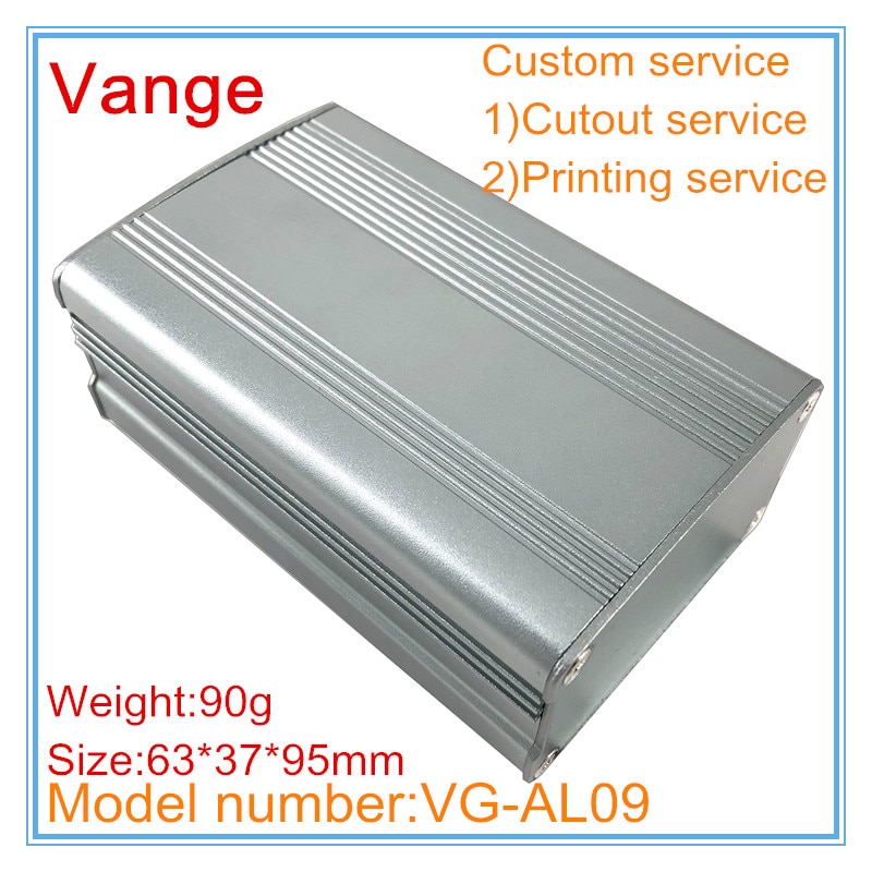 2 stks/partij zandstralen oppervlak geëxtrudeerd aluminium behuizing diy case 6063-T5 geïnjecteerd ijzer grijs 63*37*95mm voor mixer apparatuur