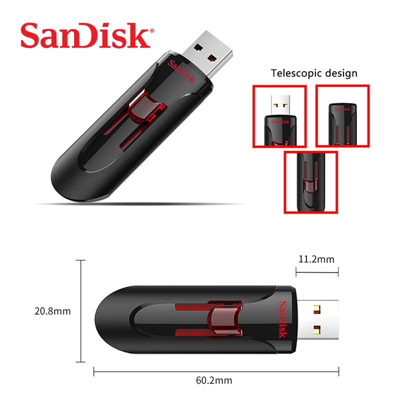 SanDisk pen drive unidad flash USB 3,0 USB de metal 16GB 32GB 64GB de memoria USB 2,0 de 128GB de disco U 256GB pendrive USB stick