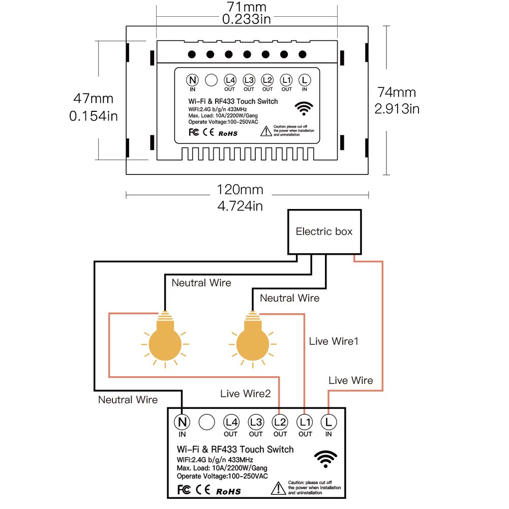 Moes-Panel de cristal inteligente para pared, con 4 entradas para pared Panel de cristal, compatible con Smart Life, Tuya, Alexa y Google Home