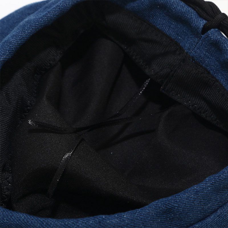 Women Denim Cotton Beret Cap Ribbon Lace-Up Bowknot Newsboy Painter Beanie Hat