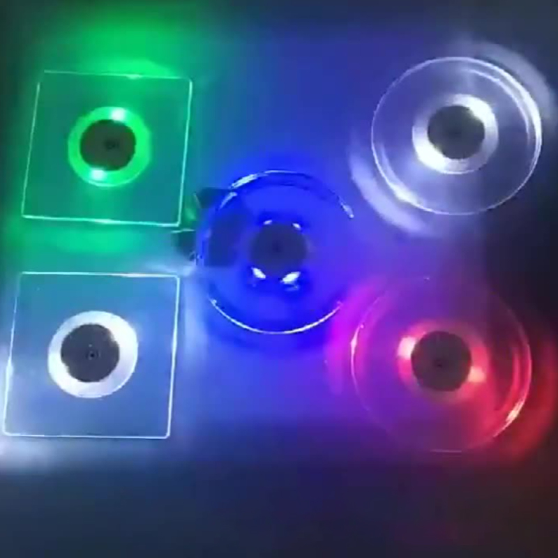 Acryl Crystal Led Glow Coaster Bar Cocktail Glitter Slim Base Barman Sfeer Licht Verlichting Coaster Feestartikelen