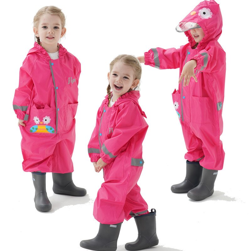 Kids Raincoat Cartoon Toddler Clothing Boys Hooded Jumpsuit For Infant Girls 1-10 Years Rainwear Children Rain Pants