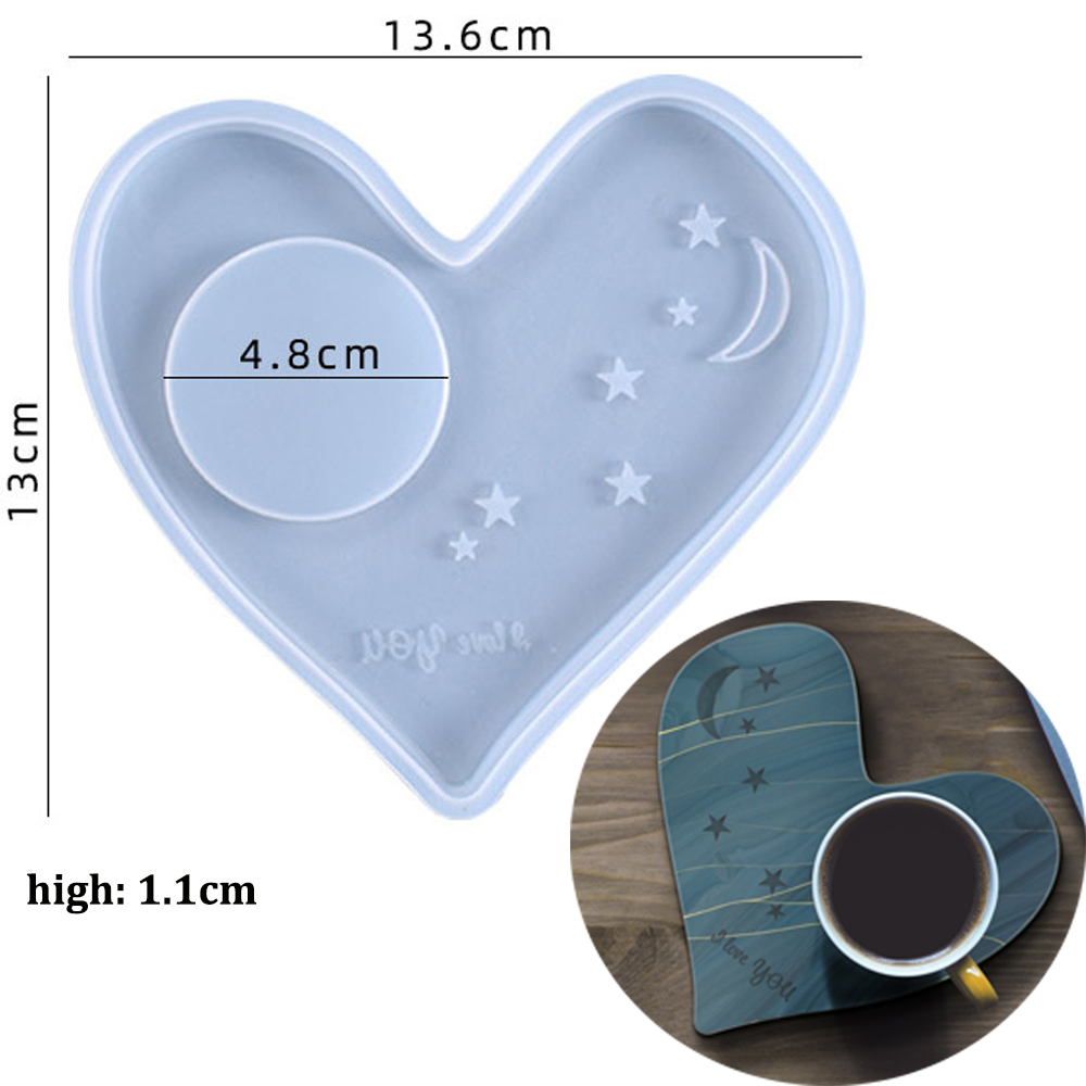 Moon Shape Candlestick Silicone Mould for Diy Handmade Crystal Epoxy Resin Moon Wine Glass Tray Mold Home Decoration Newest: HEART