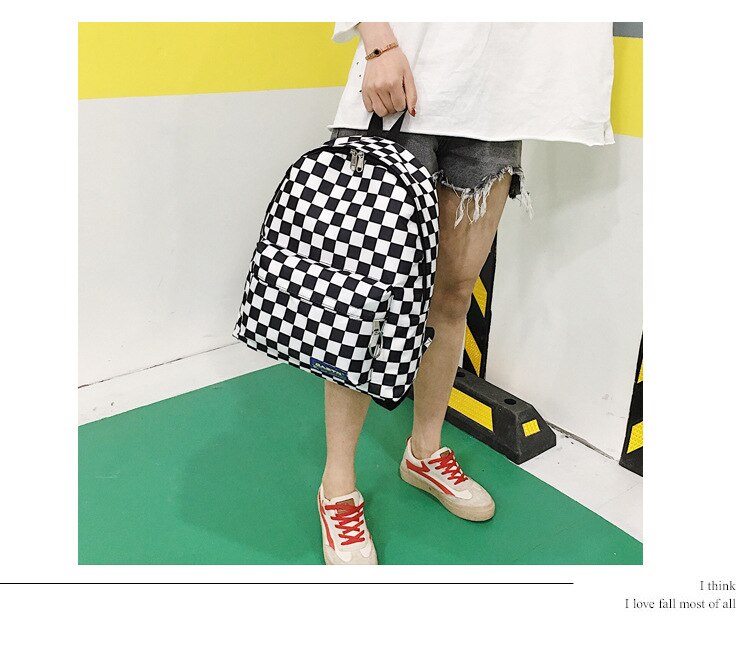 Unisex Plaid Nylon Vrouwelijke Rugzak Laptop Schooltas Schooltas School Leisure Outdoor Sporttas