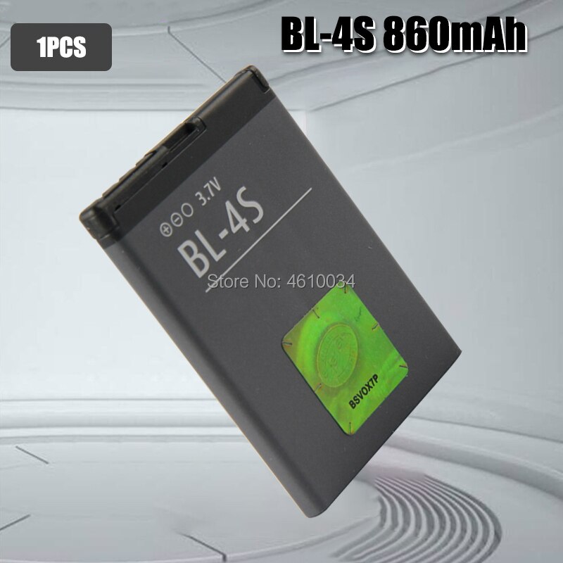 Batería de 4S BL BL-4S de , 860mAh, para Nokia 1006, 2680s, 3600s, 3602S, 6202C, 6208c, 7020, 7100s, 7610, X3-02, 3710f, BL4S: 1pcs