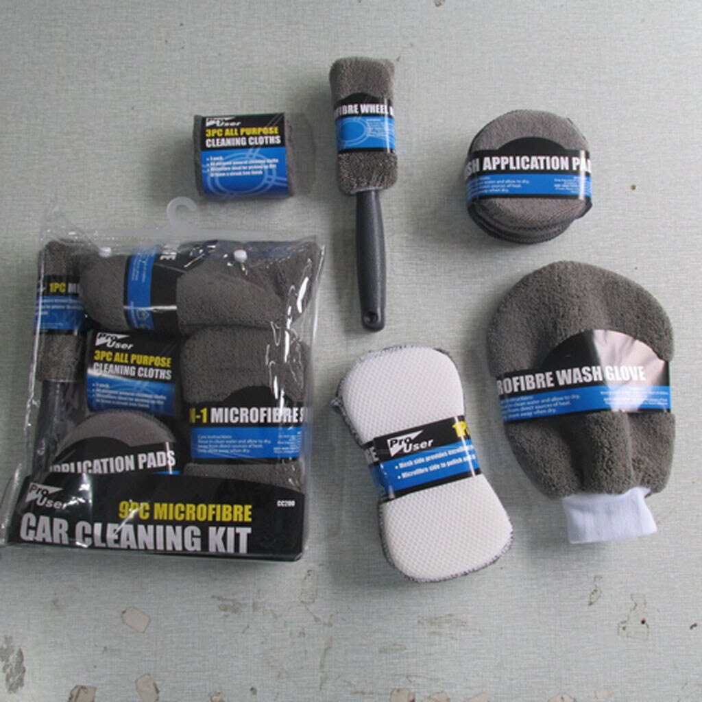 9PCS one set Of Car Wash Cleaning Kit Microfiber Car Detailing Washing Tools #33