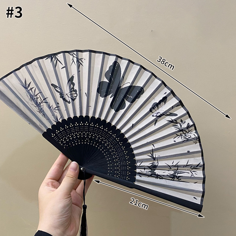 Bamboe opvouwbare ventilator met kwastjes Retro doek Art Craft Fan Chinese stijl Party Dancing Hand Fans Draagbare decoratieve ventilator: royal blue