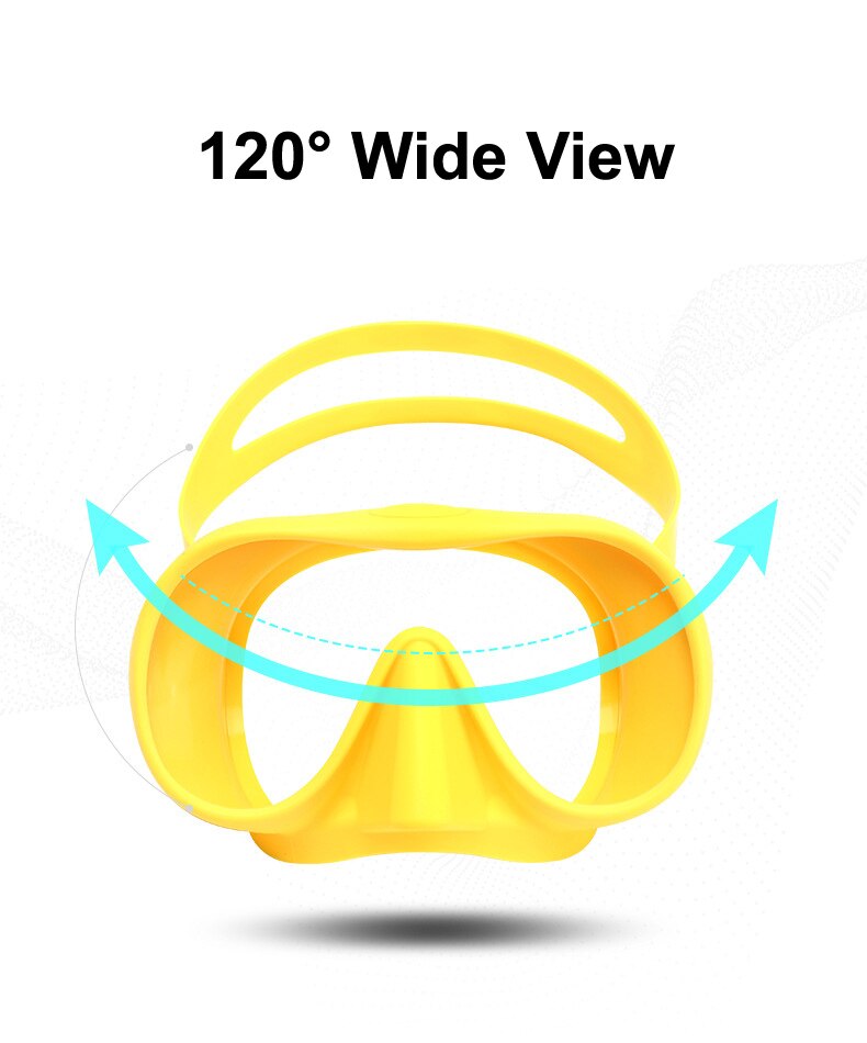Frameless Scuba Diving Mask - Anti-Fog Tempered Glass Lens - Liquid Silicone Skirt & Strap