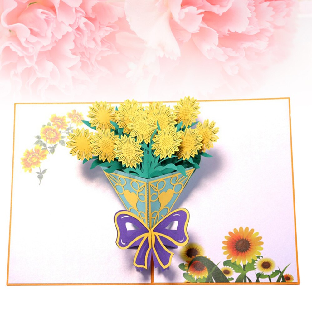 3D Flower Greeting Sunflower Bouquet for Birthday Valentine's Day