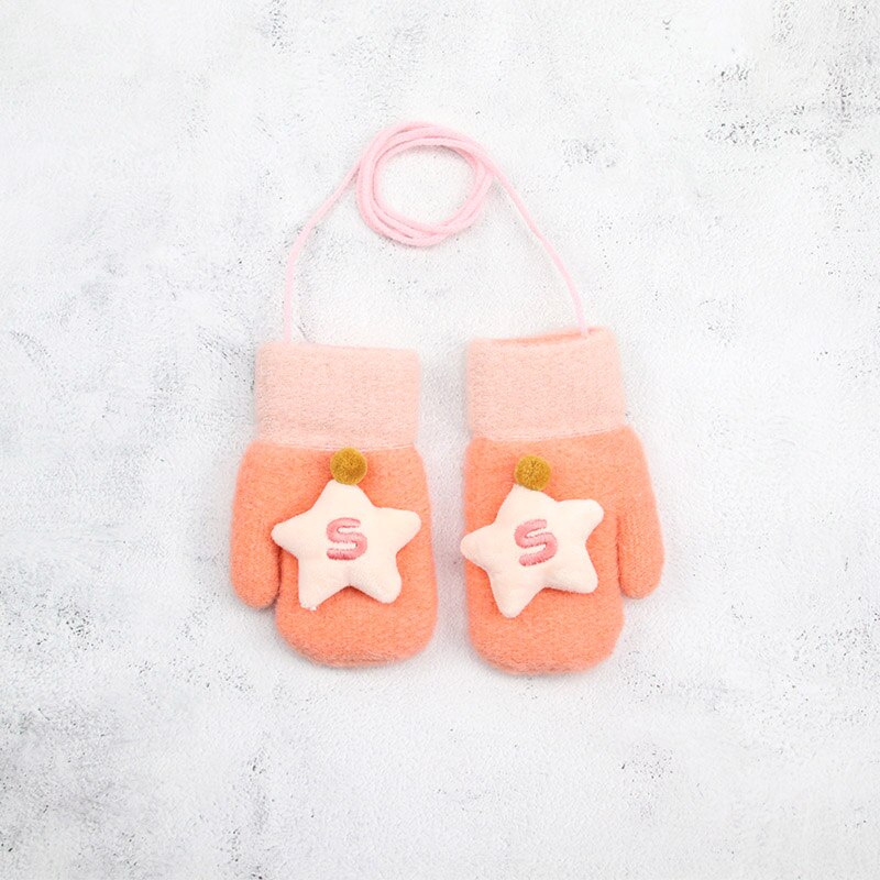 2-6 jaar Kinderen Baby Handschoenen En Wanten Meisje Jongen Winter Warm Gebreide Wollen Wanten Kid Meisje Fluwelen Dikke winter Handschoenen Voor Jongen: Orange