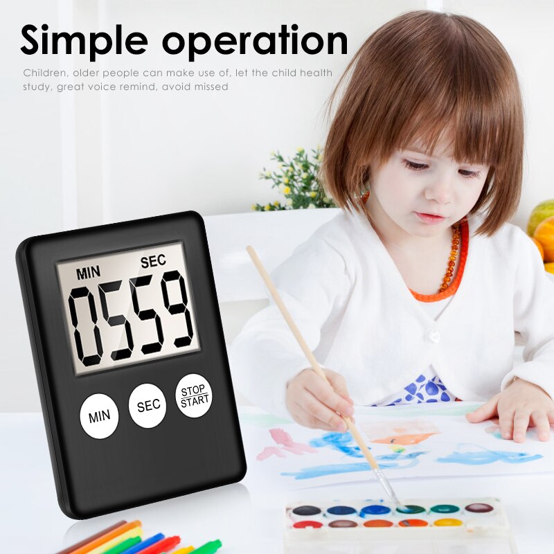 Digitale Scherm Kookwekker Groot Display Digitale Timer Vierkante Koken Tellen Countdown Wekker Slaap Stopwatch Klok