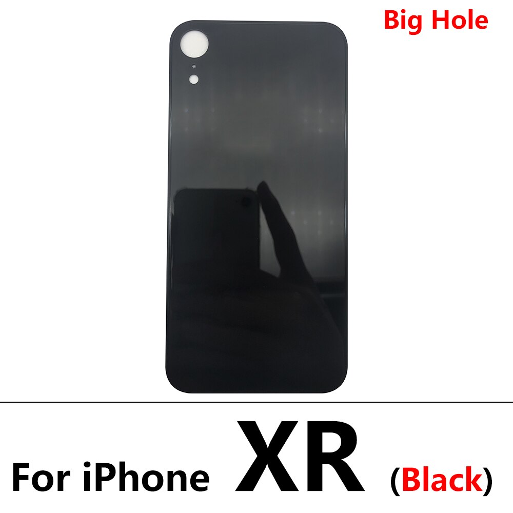 Big Hole tylna szklana pokrywa baterii dla Iphone 8 Plus XR pokrywa baterii szklana pokrywa tylnej obudowy wymiana obudowy: For iPhone XR Black