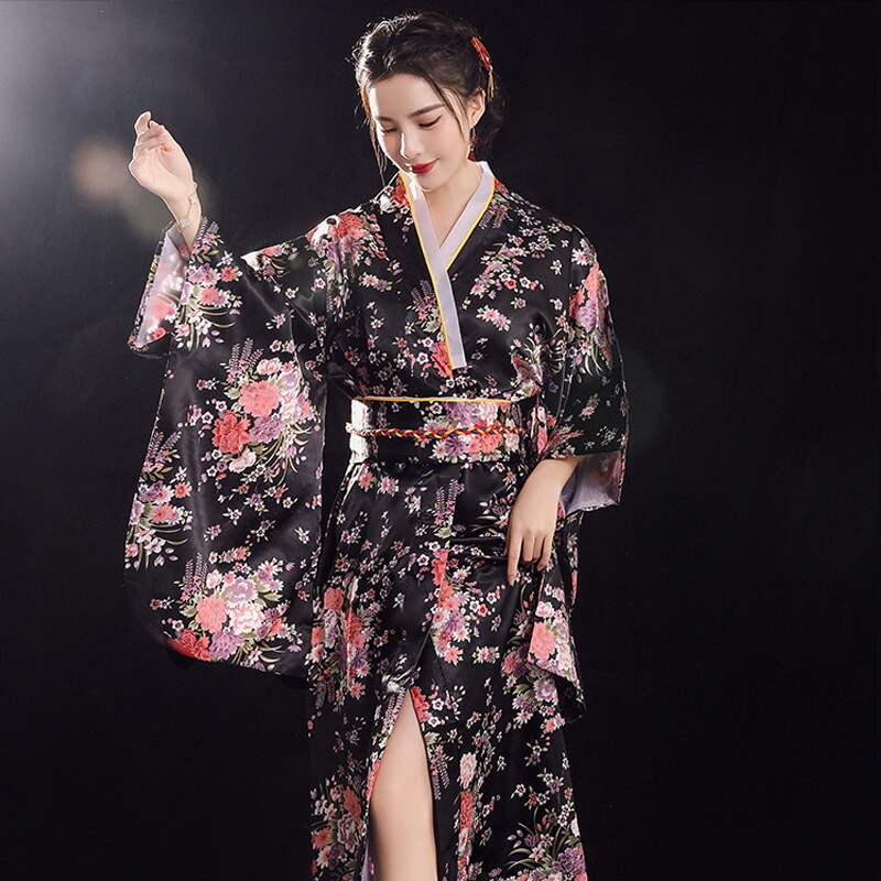 Japanse Traditionele Kimono Voor Vrouwen Herfst Winter Lange Mouw Losse Afdrukken Pyjama Dames Stage Performance Cosplay Kostuum: Color5