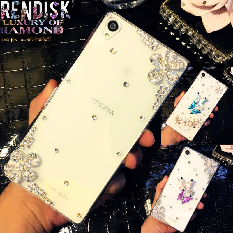 For Sony Xperia 5 8 10 Plus 1 XZ4 XA3 Z3 Z5 Compact L1 L2 L3 M5 E5 Xperia 10 II Rhinestone Flower case Diamond cover