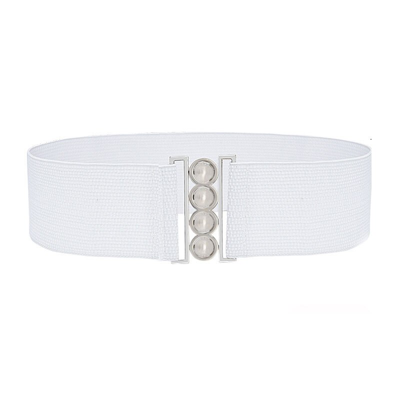 Curele elastice late elastice de lux pentru femei rochie cu cataramă metalică argintie curea din țesătură corset feminin accesorii de îmbrăcăminte: Alb