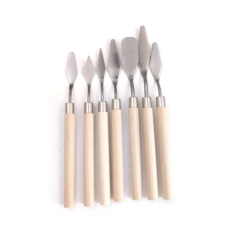 Kit de paleta Gouache con cuchillo de paleta de acero inoxidable, suministros de pintura al óleo, cuchillo de Bellas Artes, juego de herramientas de pintura, cuchillas flexibles, 7 Uds.: Verde