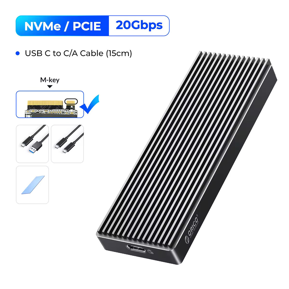 ORICO M.2 SATA NVMe Enclosure 10Gbps Zewnętrzna obudowa SSD typu C USB A 3.2 Gen 2 Pokrywa dysku twardego M2 2230 Storage Box House: BŁĘKITNY