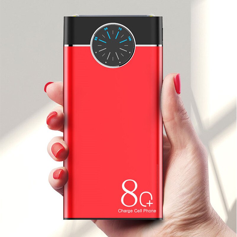 80000 mah power bank stor kapacitet bärbar telefonladdare klocka digital display ledde utomhusresor för smartphones powerbank