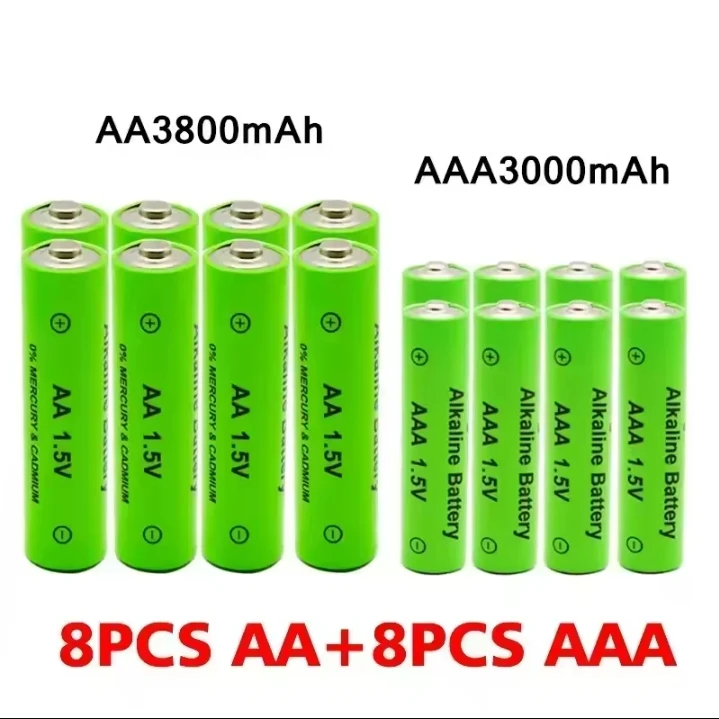 Aa- og aaa-batterier, 1.5v oppladbare batterier, 3000 mah alkalisk batteri for fjernkontrollmus, datamaskiner, lekeklokker: Beige