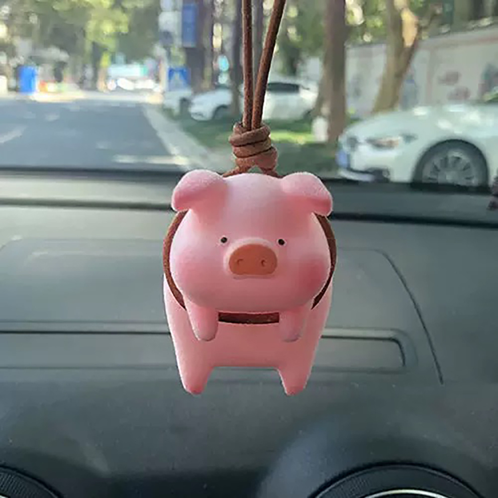 Cute Pig Car Accessorie Swing Pig Car Pendant Auto Rearview Mirror Pendants Birthday Auto Decoraction Ornament