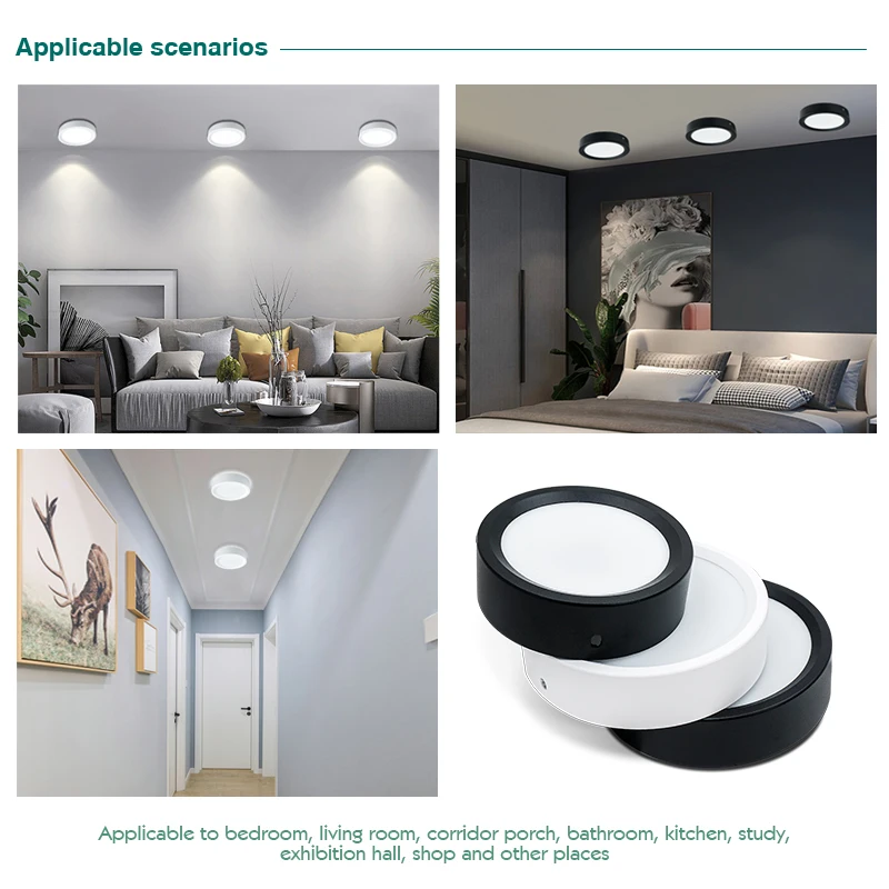 10 unids/lote Led Downlight 220V lámpara de techo 9W 12W 15W 18W Panel montado en superficie iluminación cocina accesorio para habitación decoración del hogar