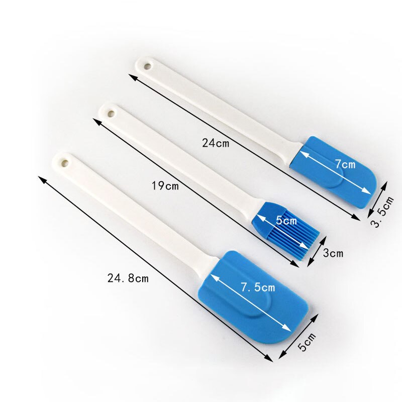 3Pcs/Set Kitchen Utensils Pure Color Baking Tools Non-stick Multi Purpose Cooking Supplies Cake Spatula: dark blue