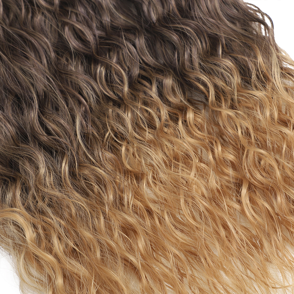 Synthetic Curly Hair Bundles Water Wave Hair Extension 1PCS/Pack 50g red-orange Color Gold Heat Resistant Fiber Kinky Curly Hair: 4/27HL / 26inches