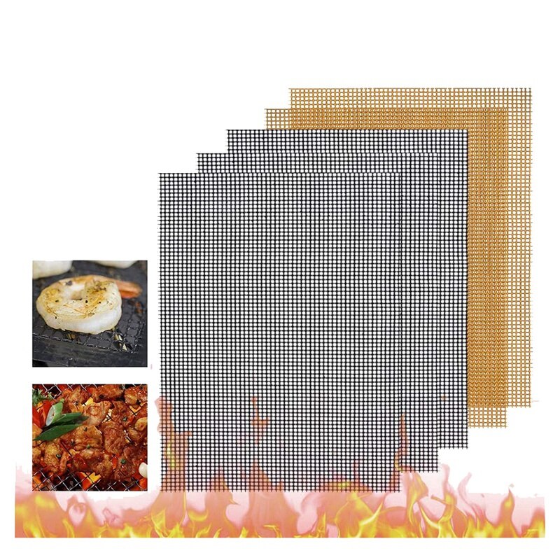 5 Pcs BBQ Grill Mesh Mats,Non-Stick Cooking Mats for Vegetables/Fish/Shrimp,Reusable Grilling Sheet Liner