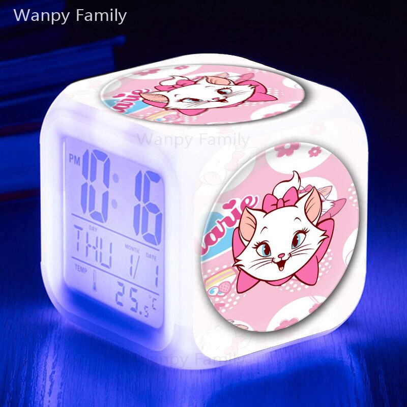 Sehr Ziemlich Marie katze Wecker LED Großen Bildschirm Display Zeit Datum Für Kinder Geburtstag Multifunktio digitale alarm uhren: Black