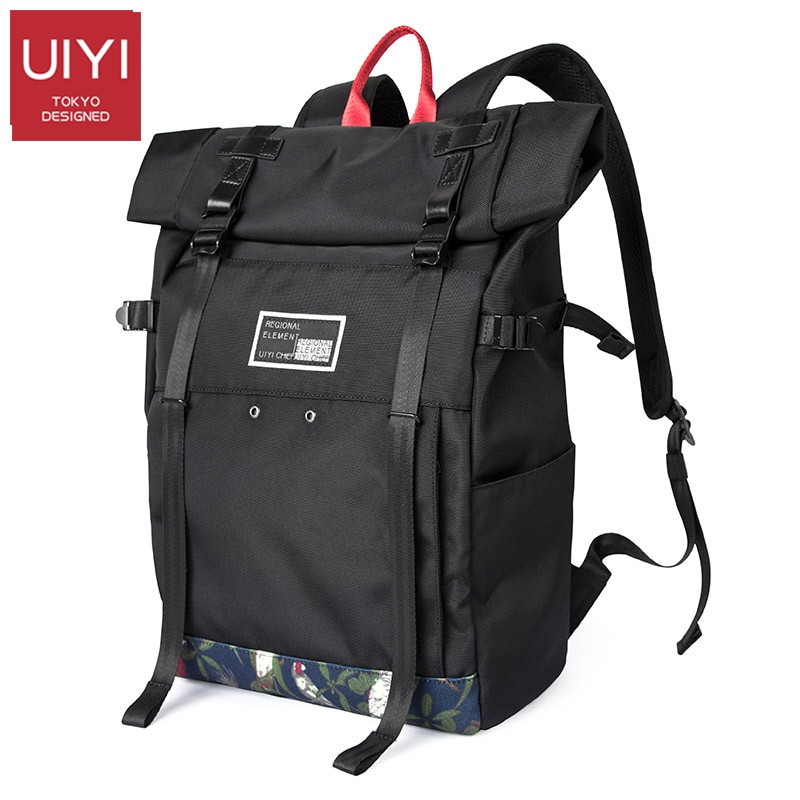 UIYI marca Coreana tampa do rolo de 15 polegada de viagem saco de escola mochila de esportes casuais saco dos homens laptop mochila mochilas à prova d' água