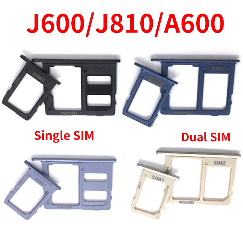 For Samsung Galaxy J6 J600 J8 J810 J800 A6 A600 SIM Card Tray Holder SD Slot Replacement Single Dual SIM