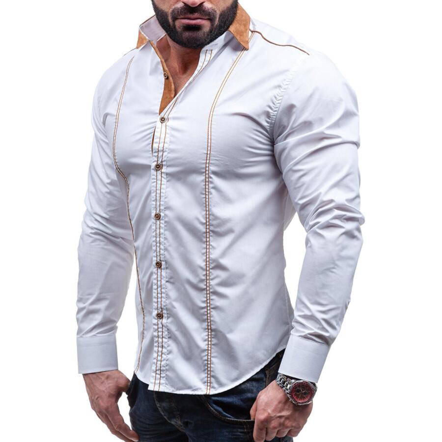 Wsgyj casual paids miesten merkki ohut kiinteä pitkähihainen valkoinen mekkopaita plus koko puuvillasta miesten vaatteet 4xl
