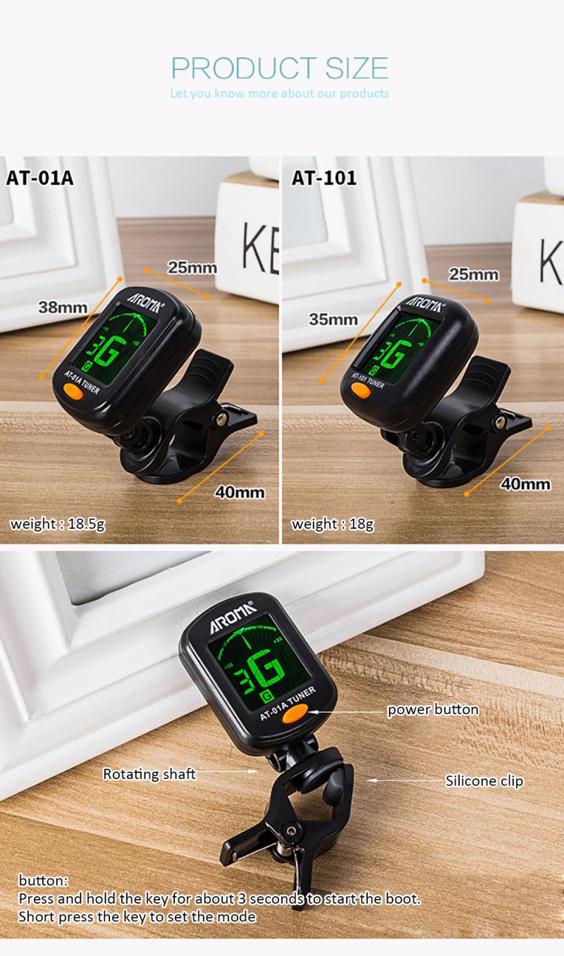 Digital Clip-on Electric Tuner Guitar Bass Ukulele Violin Tuner LCDScreen Rotatable Accurate Universal Tuning Guitar Accessories