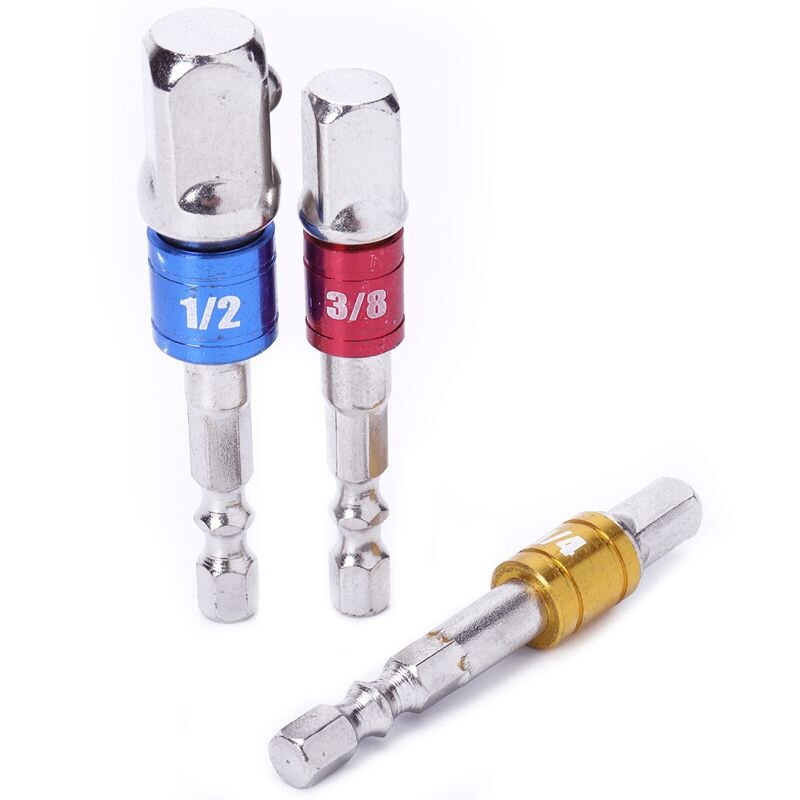 (3 st) pe -14000 elhandverktyg hylsor adapterset, sexkantsmuttrar förskruvning borr slaghylsa förlängningsbits adapter socket wr