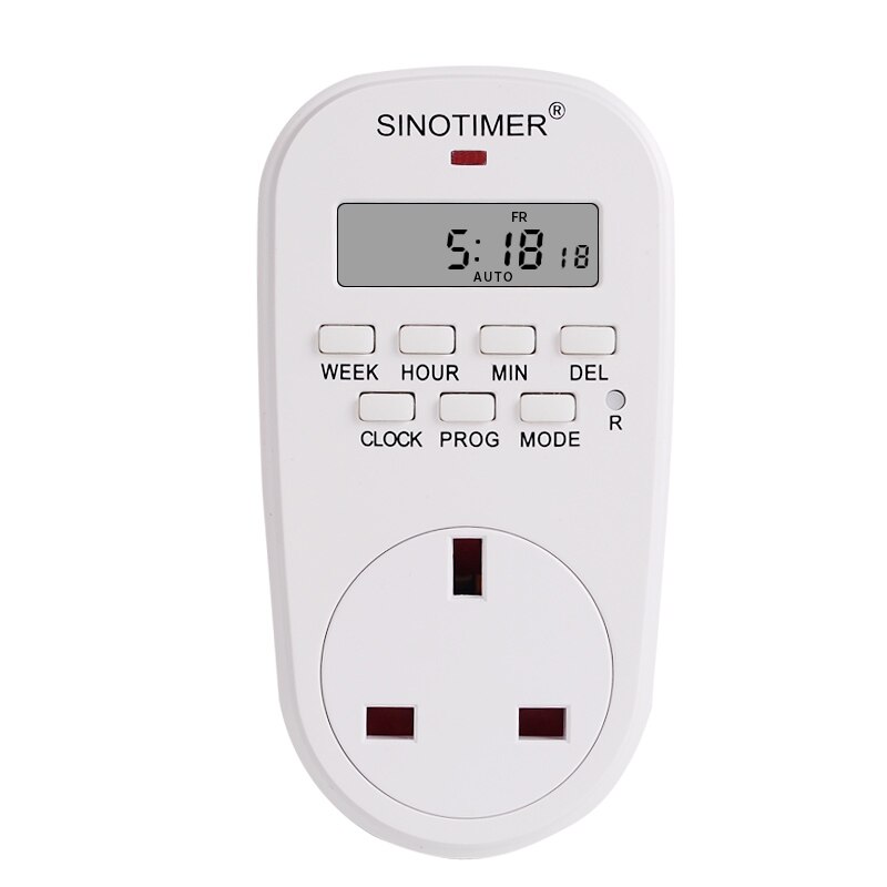 Dk stikkontakt elektrisk 7 dages ugentlig programmerbar digital stikkontakt timer switch tid relæ vægur strøm  ac230v 220v 50hz: Uk-stik