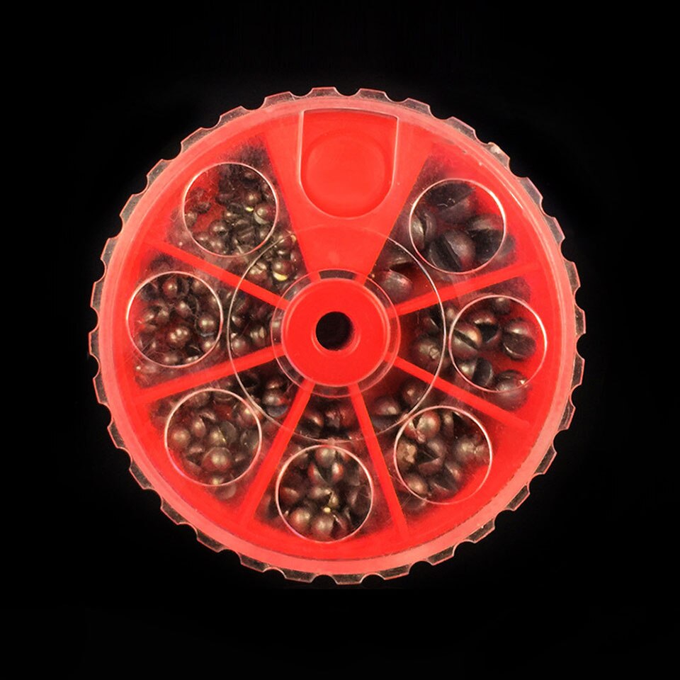 Accesorios para aparejos de pesca, enganche de plomo para mordedura, plomada redonda, peso de boca, protección de Línea Abierta, juego de 106/205 piezas: 5 compartments red