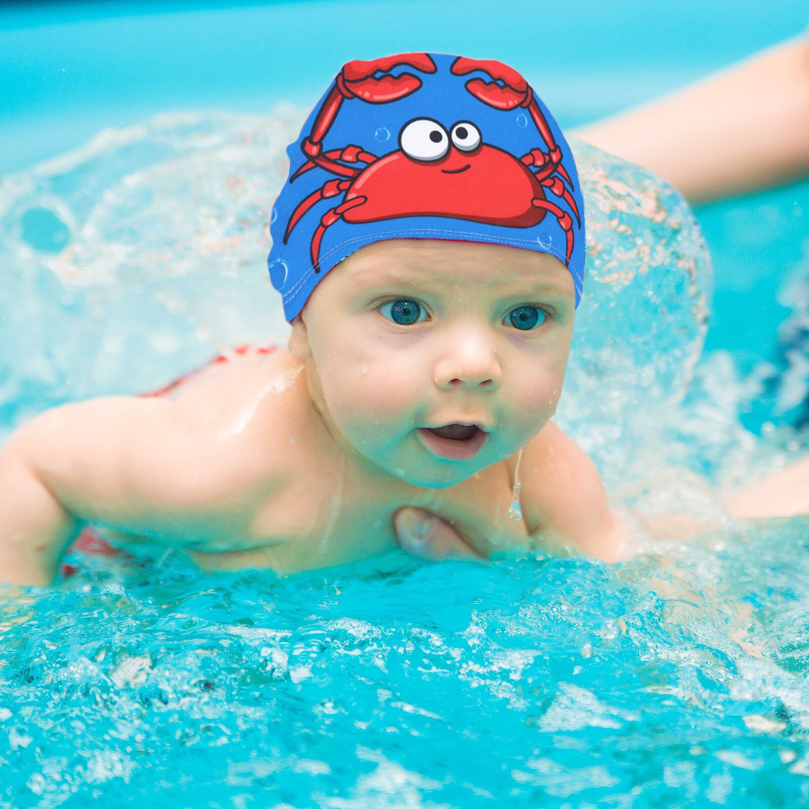 Gorro de natación con estampado de animales para niños y bebés, gorro ligero de poliéster suave con orejas protectoras e impermeable, Unisex # BL2: C