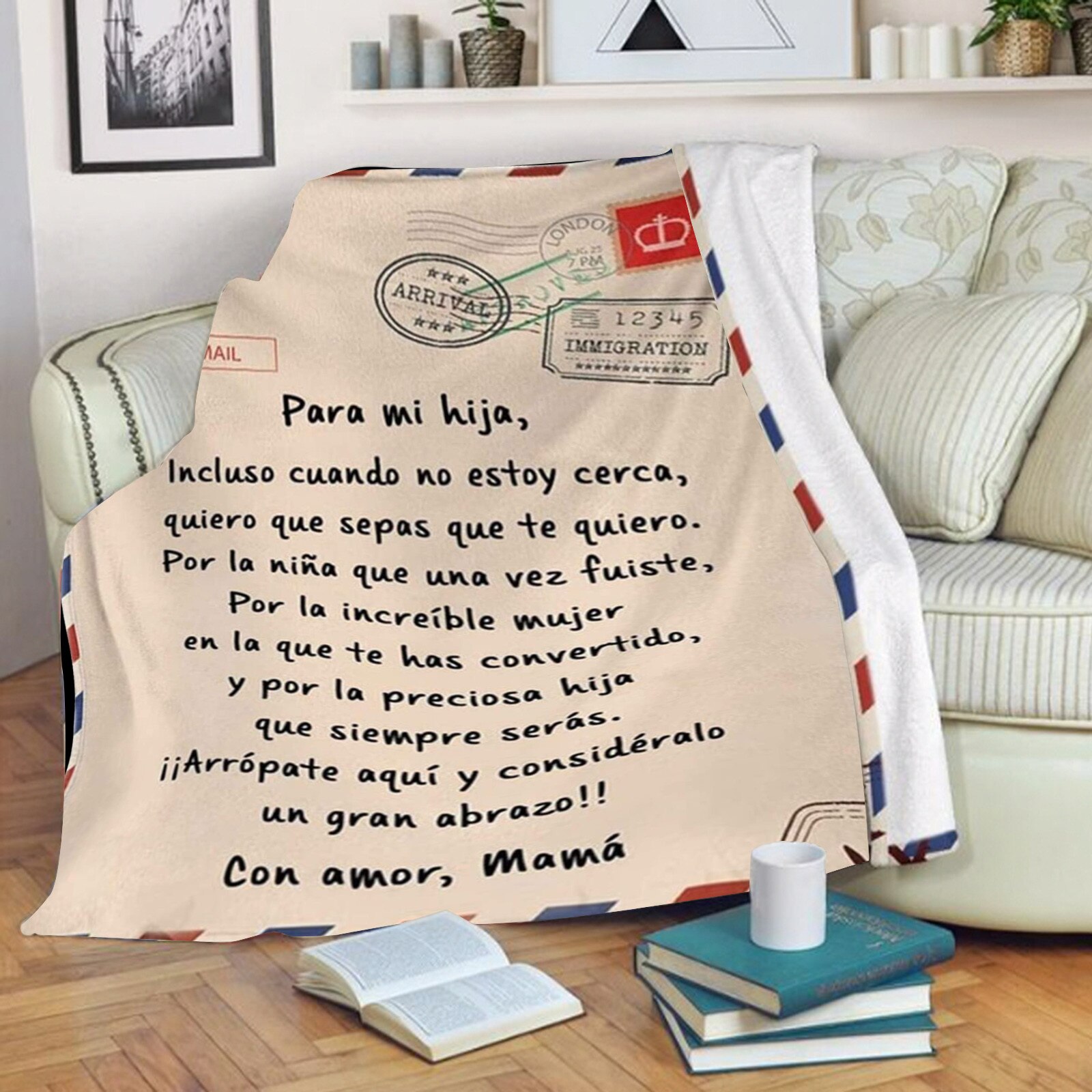 Manta Spanish Flannel Blanket Mom To Daughter/Son Letter Quilt Express Love Year 120X150/130X150/150X200/150X220CM