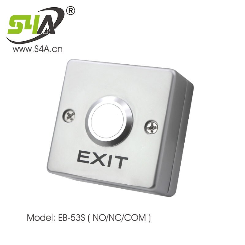 Exit Button with LED Light for Access Control Zinc Alloy Material the Bottom Box Door Push Exit Release Mushroom Button Switch: 4pcs EB-53S