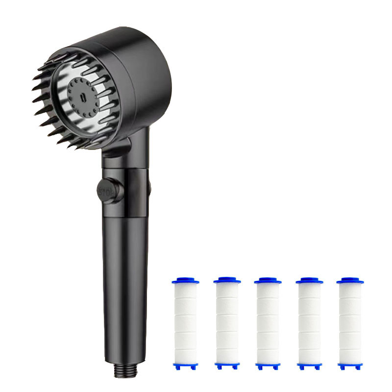 Filtro de ducha, cuatro modos, accesorios de baño, cabezal de masaje, cabezal de ducha lleno para cabezales de ducha, perillas, piezas de duchas, accesorio para el hogar: Borgoña