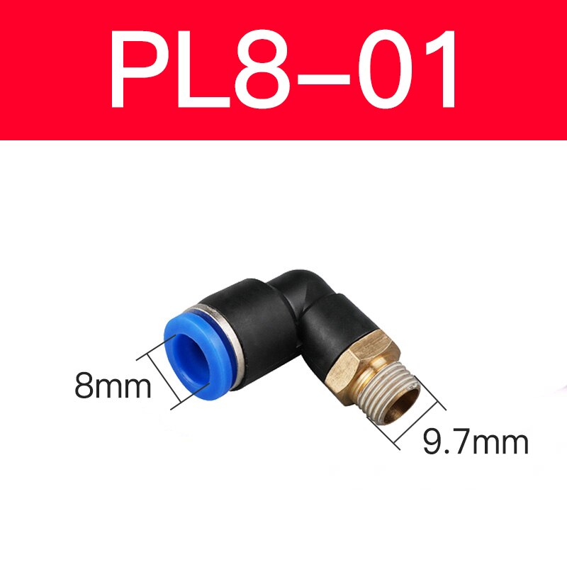 Pl Elleboog Pneumatische Montage 1/4 3/8 1/2 1/8 Bsp Buitendraad Air Quick Connector L Shape Push In Slang Od 6Mm 8Mm 10Mm 12Mm: Paars