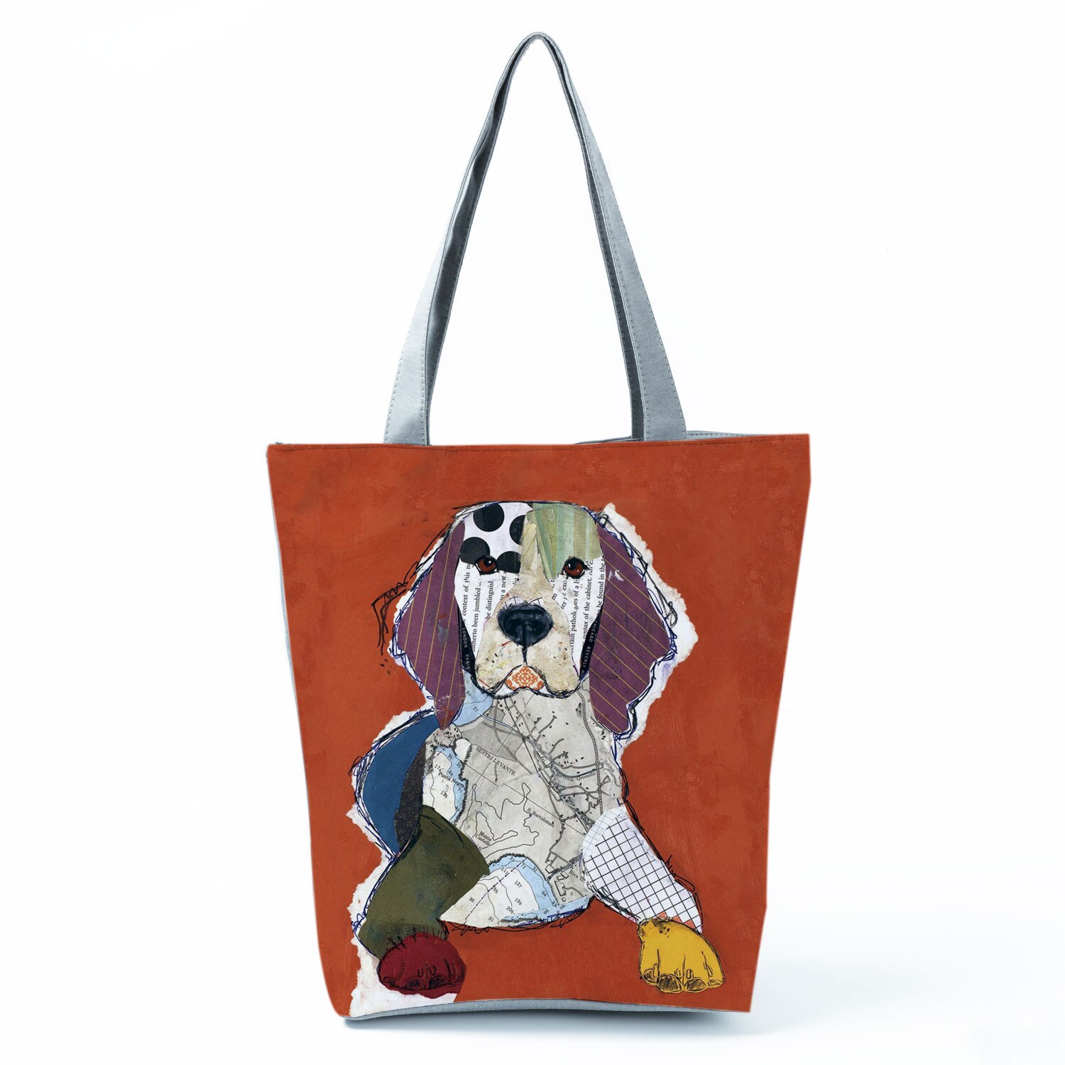 Sac à main en bandoulière de grande capacité pour femme, sac de courses exclusif avec peinture à l'huile, imprimé chien, pour épicerie, Papillon, carlin, Retriever: hl2913 Dog Bag