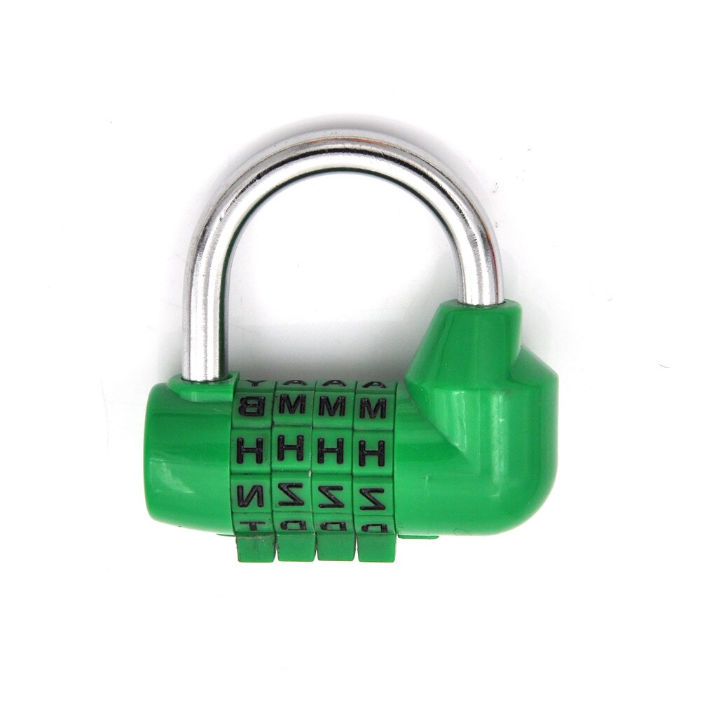 Candado de código de seguridad para viaje, combinación de letras de 4 dígitos colorido con candado, contraseña diaria, 1 ud.: GN