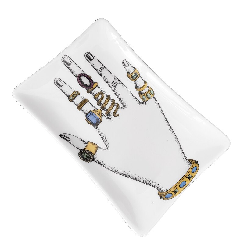 Ceramic Decoration Plate Face and Lips Pattern Jewelry Dish Home Trays Decorative Ceramic Room Decor