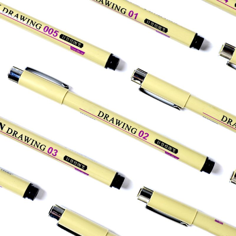 6/7/8/9pcs Black Technical Graphic Fine Hook Line Painting Drawing Pen Sketch Felt Pens aArt Supplies Markers Stationery