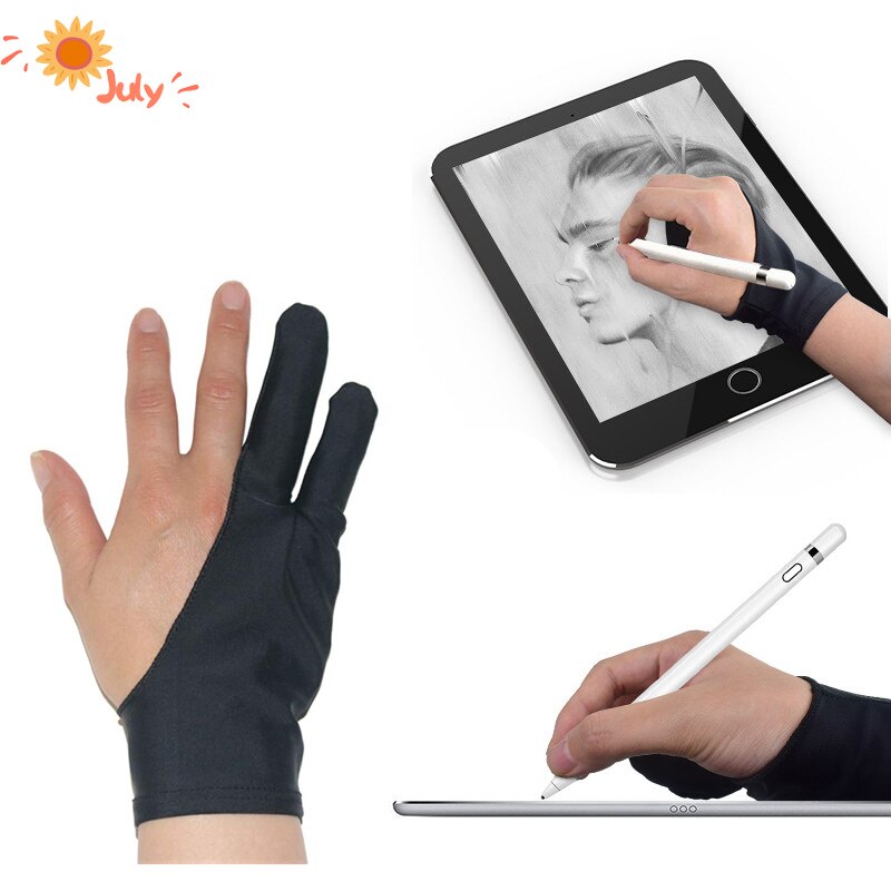 Sort 2 finger kunstner tegne handske til enhver grafik tegning tablet antifouling både til højre og venstre hånd tegne handsker sm