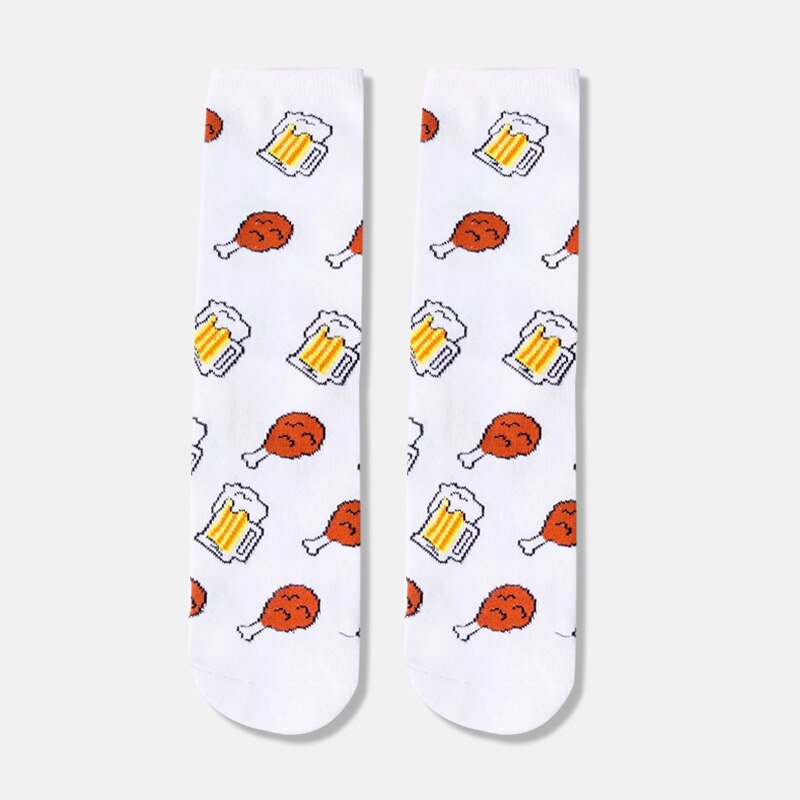 Damskie awokado cytryna jajko Cookie pączki zadowolony z japonii Harajuku deskorolka skarpetki owoce w stylu kreskówki długie skarpetki słodkie śmieszne banan: 9