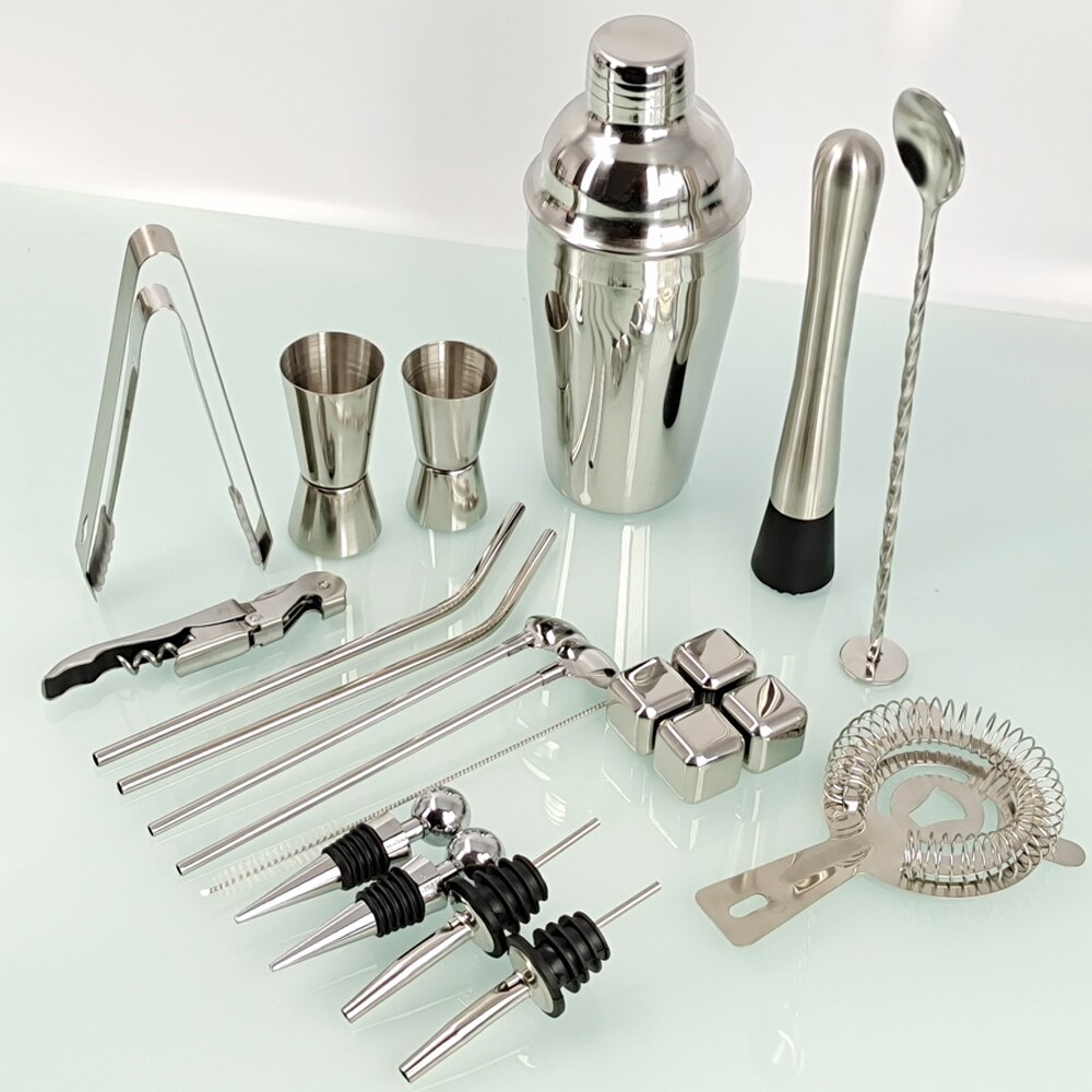 22-Piece Bartender Kit Cocktail Shaker Boston Set Home DIY Suit for Mixed Drinks Martini Stainless Steel