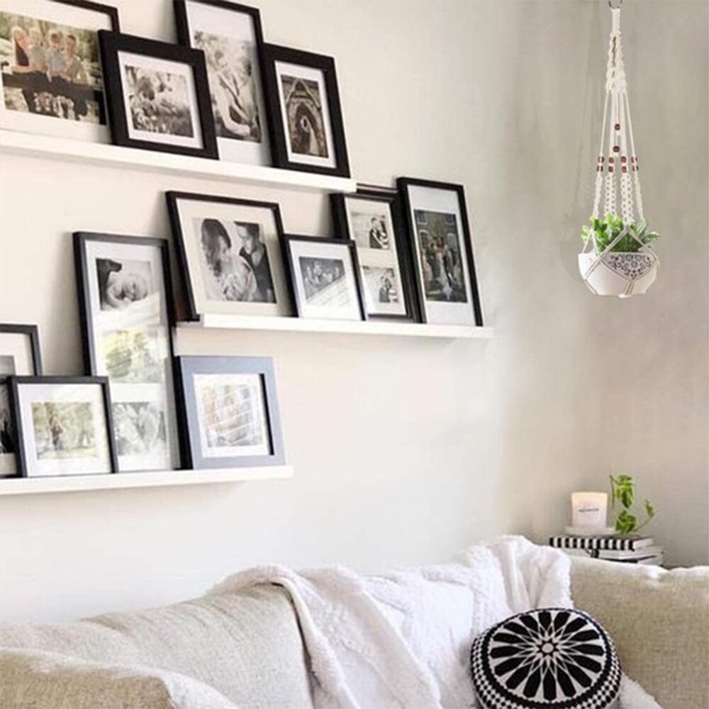 Cesta de cuerda colgante nueva cuerda hecha a mano trenzada maceta jardín algodón